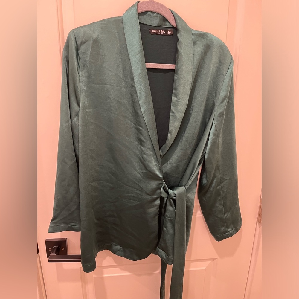 Green Nasty Gal size 2 wrap around top
